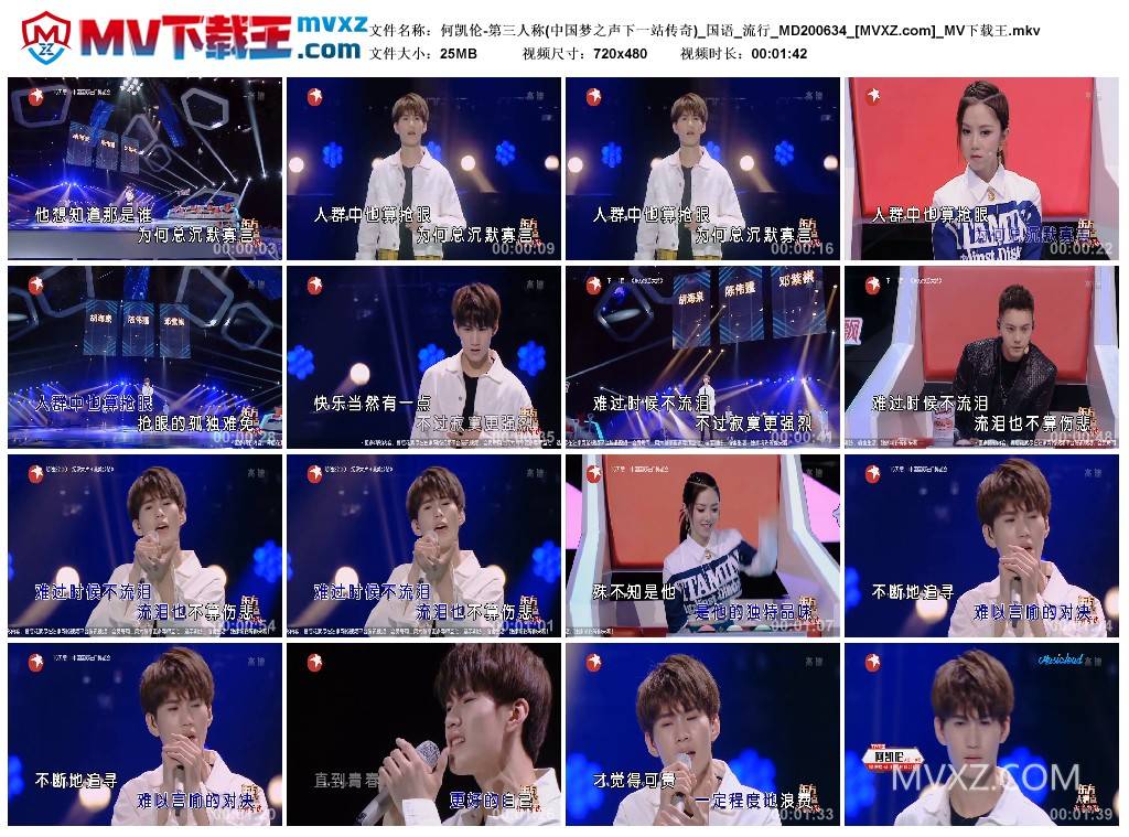 何凯伦-第三人称(中国梦之声下一站传奇)_国语_流行_MD200634